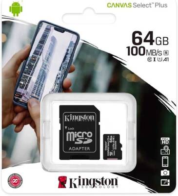 Kingston MicroSDXC Canvas Select Plus 64GB Hafıza Kartı SDCS2/64GB SD Adaptör Dahil - 1