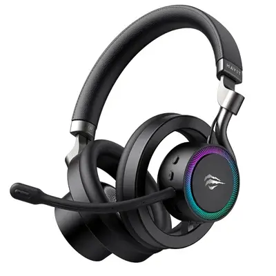 Havit Gamenote Fuxi-H8 Gaming Oyuncu Mikrofonlu Kulaklık (OHS, RGB, 6 Modlu Bağlantı, 32mm Sürücü, Type-C, 3.5mm, 2.4GHz Kablosuz) Siyah