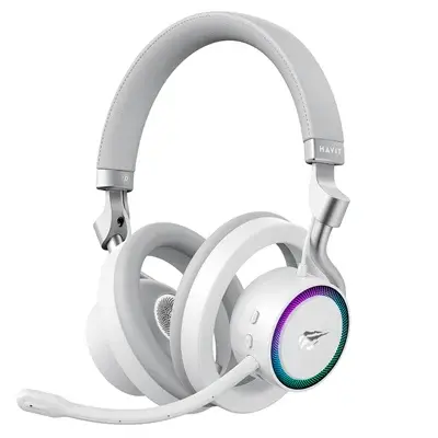 Havit Gamenote Fuxi-H8 Gaming Oyuncu Mikrofonlu Kulaklık (OHS, RGB, 6 Modlu Bağlantı, 32mm Sürücü, Type-C, 3.5mm, 2.4GHz Kablosuz) Beyaz