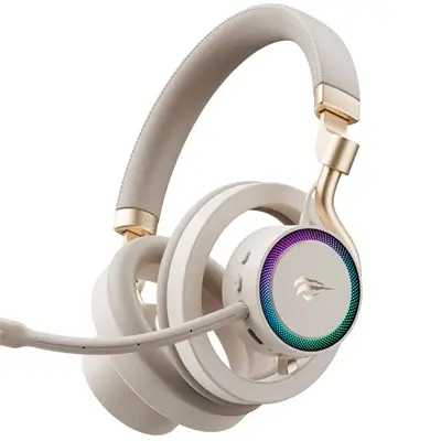 Havit Gamenote Fuxi-H8 Gaming Oyuncu Mikrofonlu Kulaklık (OHS, RGB, 6 Modlu Bağlantı, 32mm Sürücü, Type-C, 3.5mm, 2.4GHz Kablosuz) Altın