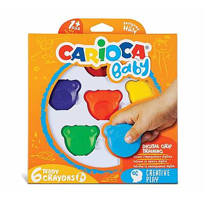 Carioca Teddy Şekilli Kirletmeyen Mum Boyalar 6'lı - 1