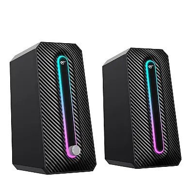 Havit SK216 RGB Işıklı Stereo Bilgisayar Hoparlörü – 5W×2, USB + 3.5mm, Dokunmatik Işık Kontrolü - 1